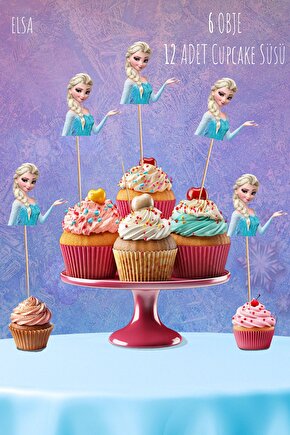 Elsa Temalı 12’li Cupcake Ve Pasta Süsü