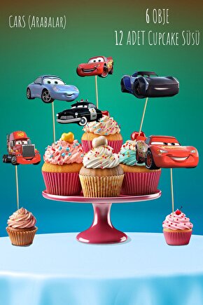 Cars Temalı 12’li Cupcake Süsü