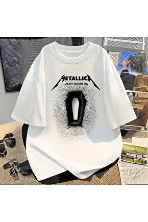 Rock Serisi Metallica Death Magnetic Baskılı Unisex Oversize  T-Shirt