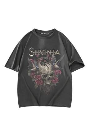 Rock Serisi Sirenia Baskılı Unisex Oversize  T-Shirt