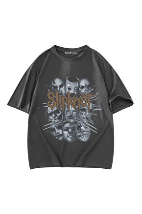 Rock Serisi Slipknot Baskılı Unisex Oversize  T-Shirt