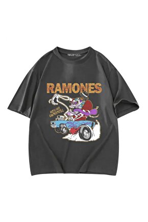 Rock Serisi Ramones Baskılı Unisex Oversize  T-Shirt