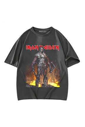 Rock Serisi iron Maiden Baskılı Unisex Oversize  T-Shirt