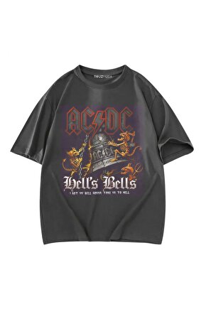 Rock Serisi ACDC Baskılı Unisex Oversize  T-Shirt