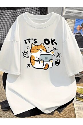 Its Ok Cute Cute Cate Oversize Unisex T-shirt