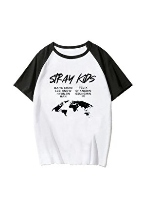 Stray Kids Beyaz Reglan Kol Oversize T-shirt