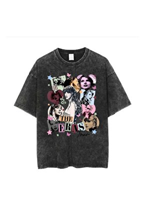 Yıkamalı Taylor Swift The Eras Tour Baskılı Unisex Oversize Vintage T-shirt