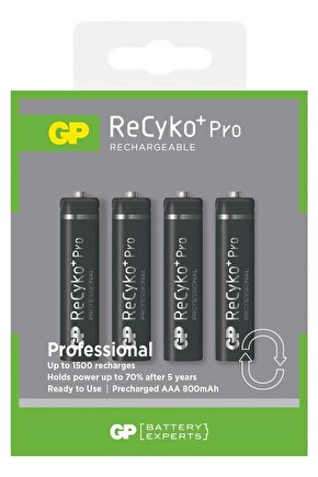 Gp Aaa 800 Mah Şarjlı Ince Kalem Pil 4lü Paket Recyko