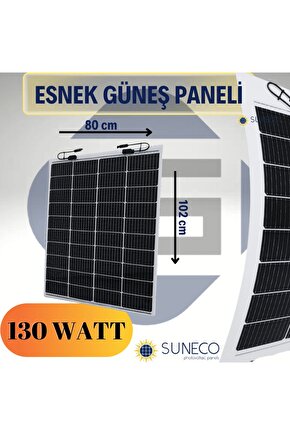 130 Watt Yarı Esnek Güneş Paneli Half Cut Monokristal Solar Güneş Paneli 12volt Karavan 205w