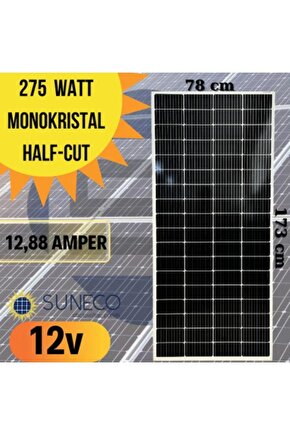 275 Watt B Kalite Half Cut Monokristal Solar Güneş Paneli 12volt Karavan 205w 230 W 280