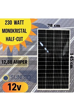 230w B Watt Kalite Half-cut Monokristal Solar Güneş Paneli 12volt Karavan 205 W