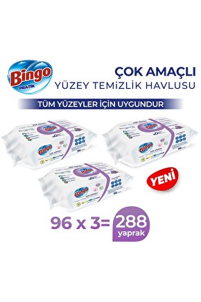 Pratik Yüzey Temizlik Havlusu Arap Sabunu Katkılı Lavanta 96x3 (288 YAPRAK)