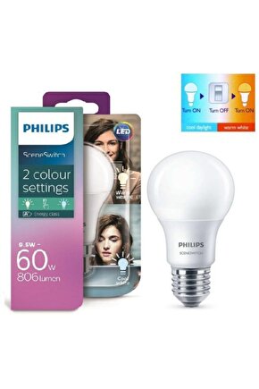 Phılıps 9,5w - 60w Scene Switch - Led Ampul E27 Duy - Tek Ampul 2 Renk (2700k-4000k)