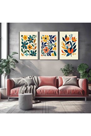 Matisse - Boho - Art Deco - Soyut - Doğa ( 3 lü Çerçevesiz ) Poster - Afiş - Tablo KR2C00672