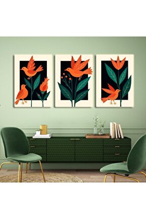 Matisse - Boho - Art Deco - Soyut - Doğa ( 3 lü Çerçevesiz ) Poster - Afiş - Tablo KR2C01259