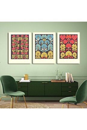 Matisse - Boho - Art Deco - Soyut - Doğa ( 3 lü Çerçevesiz ) Poster - Afiş - Tablo KR2C01253