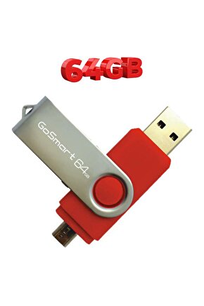 Usb Bellek Gosmart Flash Disk 64 Gb Kırmızı Çift Girişli Microusb