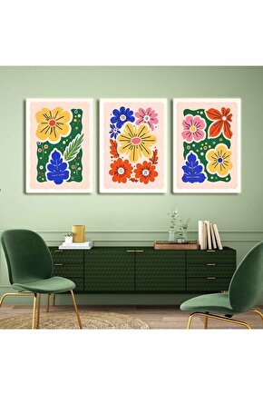 Matisse - Boho - Art Deco - Soyut - Doğa ( 3 lü Çerçevesiz ) Poster - Afiş - Tablo KR2C00716