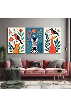 Matisse - Boho - Art Deco - Soyut - Doğa ( 3 lü Çerçevesiz ) Poster - Afiş - Tablo KR2C00910