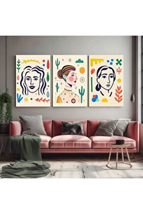 Matisse - Boho - Art Deco - Soyut - Doğa ( 3 lü Çerçevesiz ) Poster - Afiş - Tablo KR2C00679