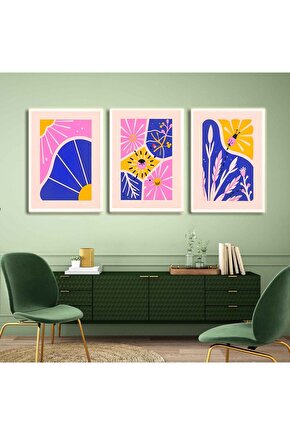 Matisse - Boho - Art Deco - Soyut - Doğa ( 3 lü Çerçevesiz ) Poster - Afiş - Tablo KR2C00711