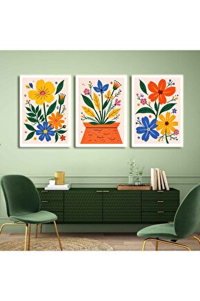 Matisse - Boho - Art Deco - Soyut - Doğa ( 3 lü Çerçevesiz ) Poster - Afiş - Tablo KR2C00717