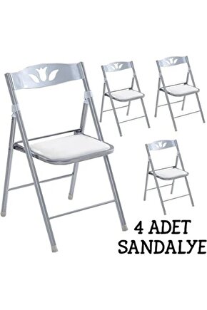 Katlanır Mutfak Sandalyesi Kırma Koltuk 4 Adet