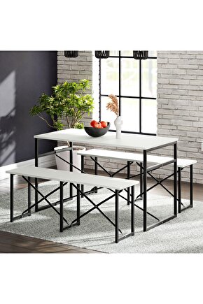 Masa Takımı Bench Bank Masa Seti 120x60 Masa Mutfak Masası Yemek Masası