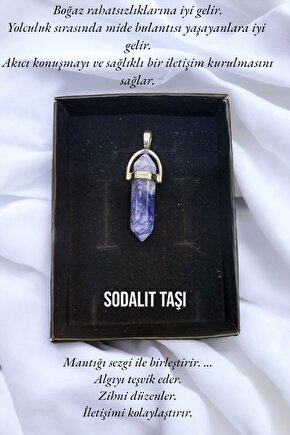 Doğaltaş Sodalit Pandül Kesim Kadın Erkek (UNİSEX) Kolye