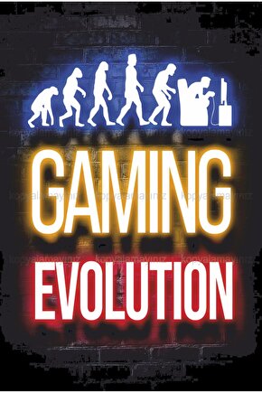 gaming evolution gamer oyuncu pc mobil konsol oyun ev dekorasyon tablo retro ahşap poster