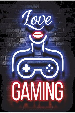 love gaming pc konsol mobil oyun ev dekorasyon tablo retro ahşap poster