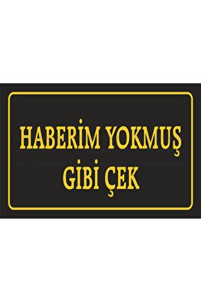 haberim yokmuş gibi çek komik sözler duvar yazıları retro ahşap poster tablo