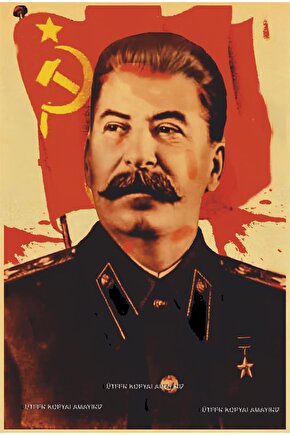 sovyet sosyalist cumhuriyetler birliği stalin orak çekiç retro ahşap poster