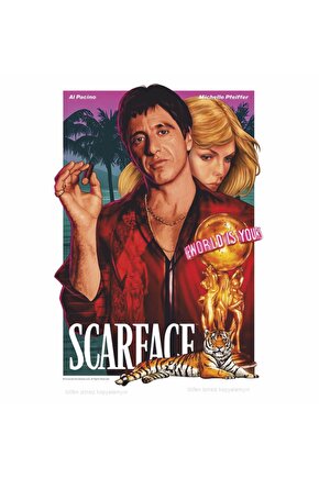 scarface al pacino sinema ev dekorasyon tablo hediyelik retro ahşap poster