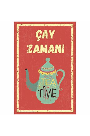 çay zamanı ev mutfak dekorayon hediyelik tablo pop art retro ahşap poster