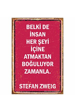 stefan zweig ilham verici şiir edebiyat sözleri ev dekorasyon hediyelik tablo retro ahşap poster