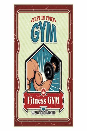 GYM fitness vücut geliştirme spor ev dekorasyon tablo mini retro ahşap poster