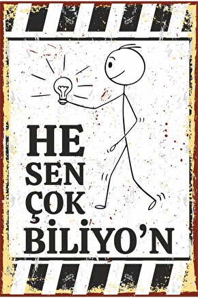 He Sen Çok Biliyorsun Komik Espirili Duvar Yazıları Retro Ahşap Poster