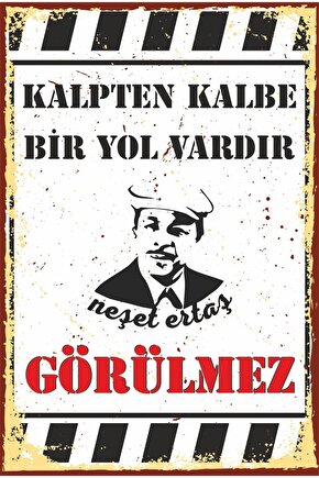 Kalpten Kalbe Bir Yol Neşet Ertaş Duvar Yazıları Retro Ahşap Poster