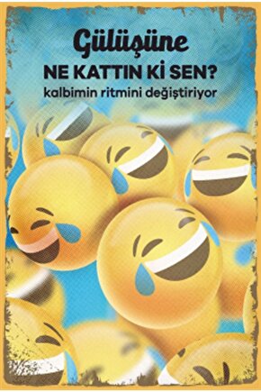 Gülüşüne Ne Kattın Ki Sen Komik Sözler Retro Ahşap Poster