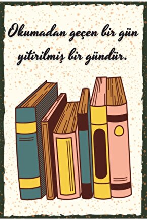 Kitap Okumak Retro Ahşap Poster