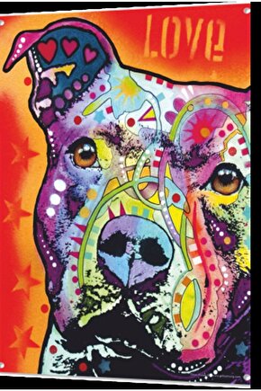 Aşk Popart Köpek Retro Ahşap Poster