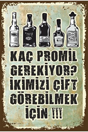 Kaç Promil Gerekiyor Ikimizi Çift Görmek Için Duvar Yazısı Retro Ahşap Poster