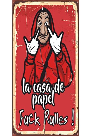 La Casa De Papel Maske Mini Retro Ahşap Poster