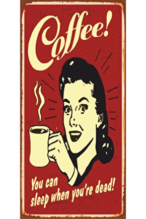 Coffee Kahve 10 Cm X 20 Cm Mini Retro Ahşap Poster