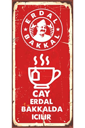 Çay Erdal Bakkalda Içilir Leyla Ile Mecnun (10 Cm X 20 Cm) Mini Retro Ahşap