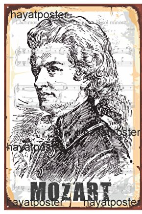 Mozart Retro Vintage Ahşap Poster