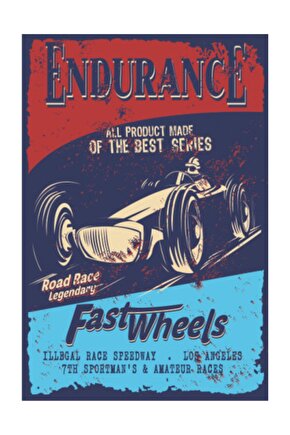 Endurance Araba Yarışı Retro Vintage Ahşap Poster