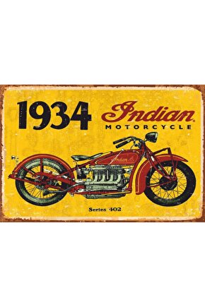 1934 Indian Motor Retro Vintage Ahşap Poster