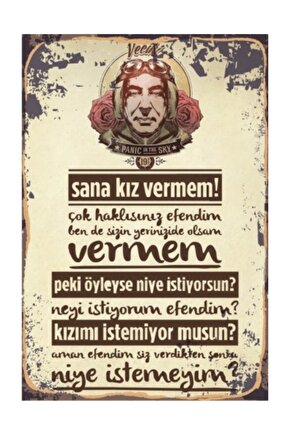 Vecihi Sana Kız Vermem Yeşilçam Retro Vintage Ahşap Poster